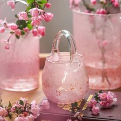 Staunton And Henry Pink Tote Bag Glass Vase