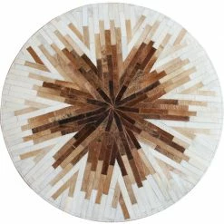 Staunton And Henry Beige And Cream Round Patchwork Hide Rug Rugs