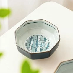 Staunton And Henry Ako Blue And Red Japanese Octagonal Serving Bowls