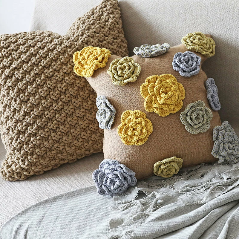 Staunton And Henry Home Accessories Flower Crochet Throw Cushion Cover