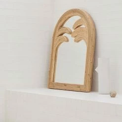 Staunton And Henry Palm Leaves Rattan Frame Standing Mirror Furniture