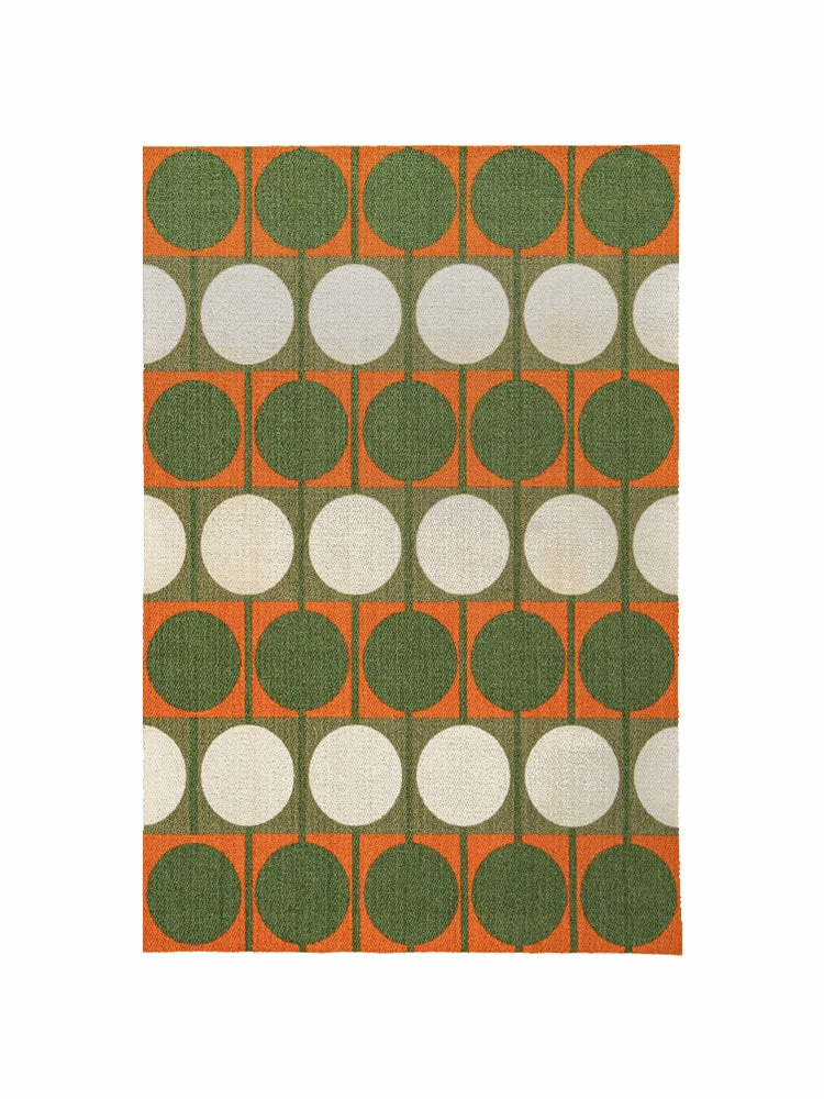 Staunton And Henry Rugs Austin Retro Circle Green And Orange Wool Rug