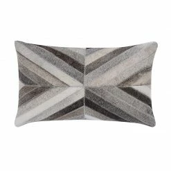 Staunton And Henry Home Accessories Cream And Grey Cowhide Throw Cushion