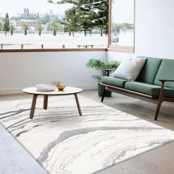 Staunton And Henry White Marble Pattern Rug