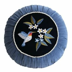 Staunton And Henry Retro Embroidered Hummingbird Decorative Cushion Home Accessories