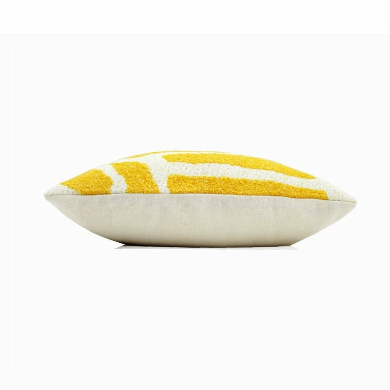 Staunton And Henry Camille Jacquard Yellow And White Throw Cushion Home Accessories
