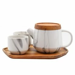 Staunton And Henry Kitchen Japanese White Marble Pattern Tea Set