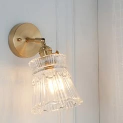 Staunton And Henry Vintage Glass And Brass Wall Light