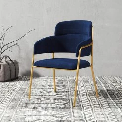 Staunton And Henry Millie Velvet Dining Chairs With Gold Legs (Set Of 2)