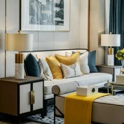 Staunton And Henry Uma Marble Table Lamp With Gold Trim