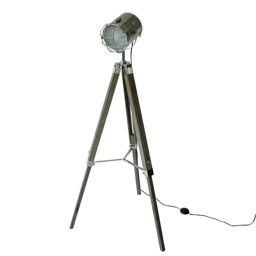 Staunton And Henry Lighting Wood Tripod Spotlight Floorlamp