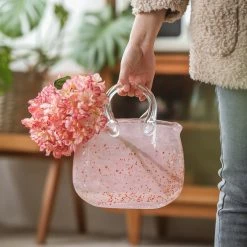 Staunton And Henry Pink Tote Bag Glass Vase