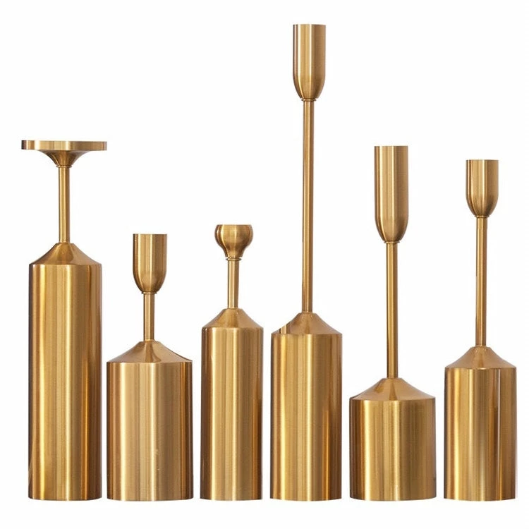 Staunton And Henry Home Accessories Gold Candlestick Holder - Set Of 6