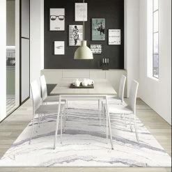 Staunton And Henry White Marble Pattern Rug