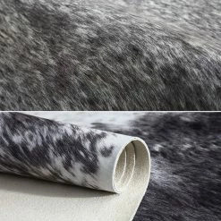 Staunton And Henry Rugs Premium Black Speckled Faux Cowhide Rug