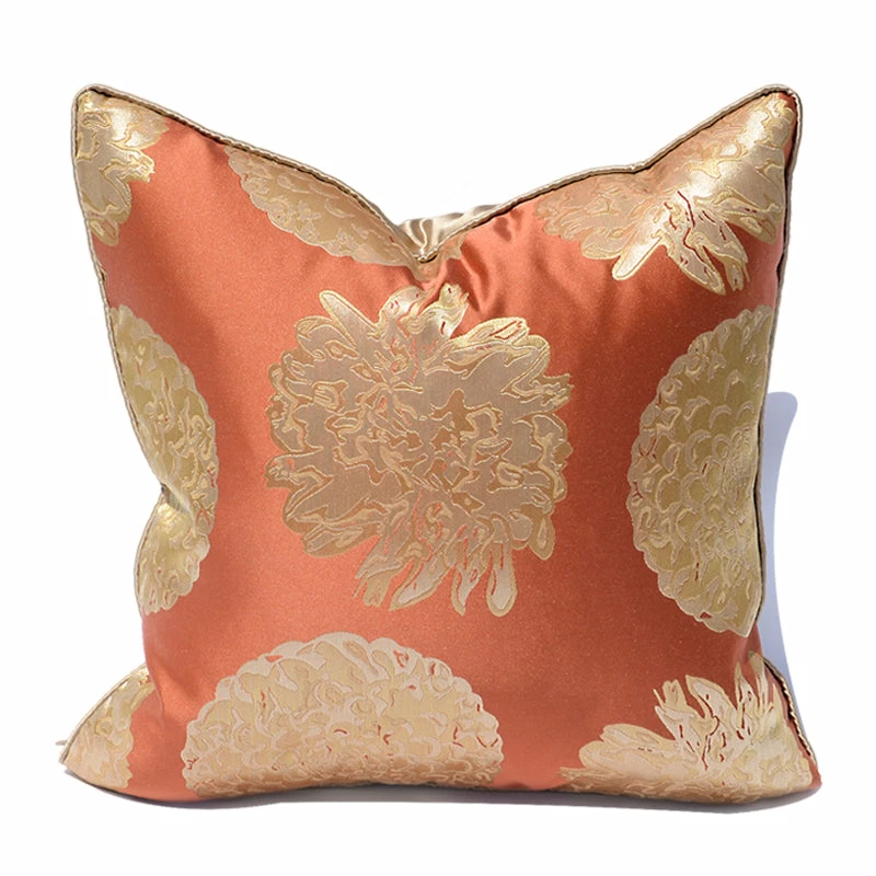 Staunton And Henry Floral Embroidered Satin Throw Cushion