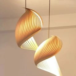 Staunton And Henry Studio Vayehi Wing Wood Veneer Ceiling Light