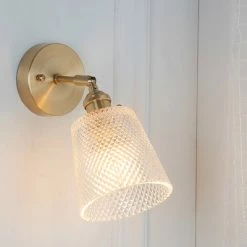 Staunton And Henry Vintage Glass And Brass Wall Light