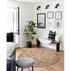 Staunton And Henry Round Multicolored Jute And Wool Rug