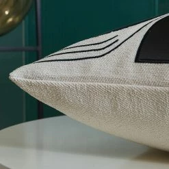 Staunton And Henry Home Accessories Modern Applique Leather Black And White Throw Cushion