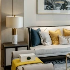 Staunton And Henry Uma Marble Table Lamp With Gold Trim