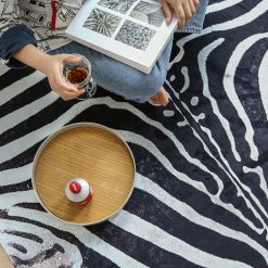 Staunton And Henry Premium Zebra Print White Faux Cowhide Rug Rugs