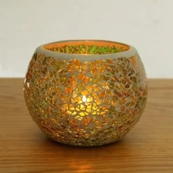 Staunton And Henry Green Glass Mosaic Candle Holders - Set Of 2 Home Accessories