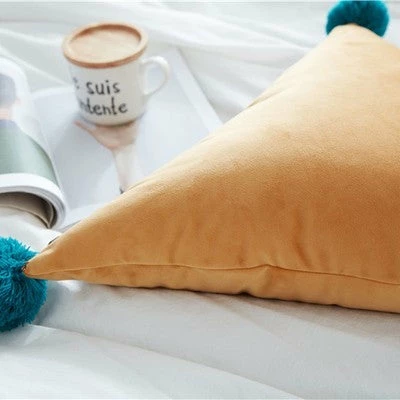 Staunton And Henry Triangle Pom Pom Cushion Home Accessories