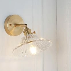 Staunton And Henry Vintage Glass And Brass Wall Light