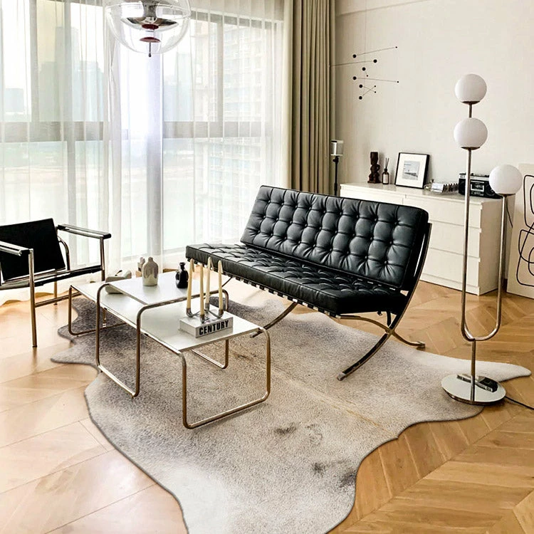 Staunton And Henry Rugs Premium Grey And Cream Faux Cowhide Rug