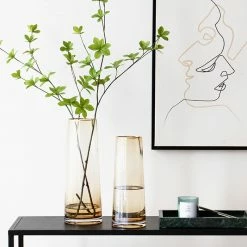 Staunton And Henry Home Accessories Tapered Colored Glass Vase With Gold Rim