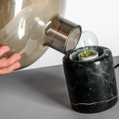 Staunton And Henry Lighting Joelle Oval Glass And Marble Base Table Lamp