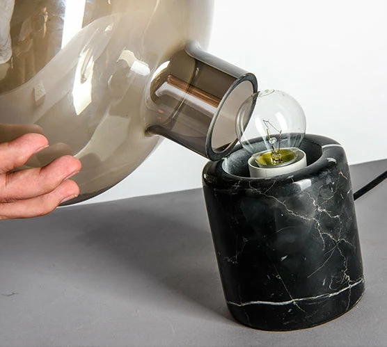 Staunton And Henry Lighting Joelle Oval Glass And Marble Base Table Lamp