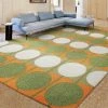 Staunton And Henry Rugs Austin Retro Circle Green And Orange Wool Rug