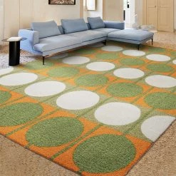 Staunton And Henry Rugs Austin Retro Circle Green And Orange Wool Rug