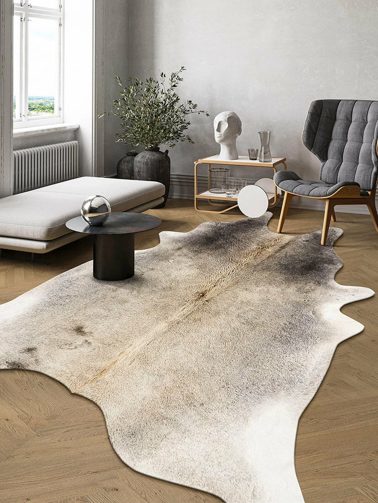 Staunton And Henry Rugs Premium Grey And Cream Faux Cowhide Rug