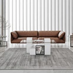 Staunton And Henry Amir Silver Gray Abstract Viscose Rug Rugs