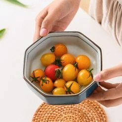 Staunton And Henry Ako Blue And Red Japanese Octagonal Serving Bowls