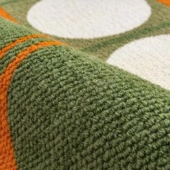 Staunton And Henry Rugs Austin Retro Circle Green And Orange Wool Rug