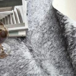 Staunton And Henry Rugs Premium Black Speckled Faux Cowhide Rug