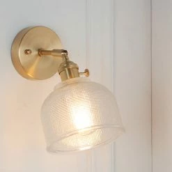 Staunton And Henry Vintage Glass And Brass Wall Light