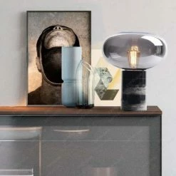 Staunton And Henry Lighting Joelle Oval Glass And Marble Base Table Lamp