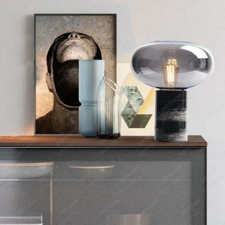 Staunton And Henry Lighting Joelle Oval Glass And Marble Base Table Lamp