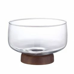 Staunton And Henry Glass And Wood Fruit Bowl Kitchen