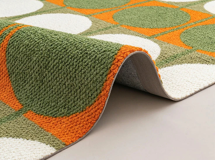 Staunton And Henry Rugs Austin Retro Circle Green And Orange Wool Rug