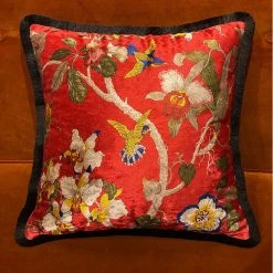 Staunton And Henry Velvet Oriental Garden Throw Cushion