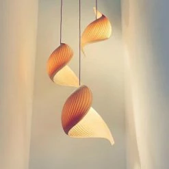 Staunton And Henry Studio Vayehi Wing Wood Veneer Ceiling Light