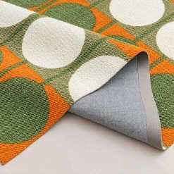 Staunton And Henry Rugs Austin Retro Circle Green And Orange Wool Rug