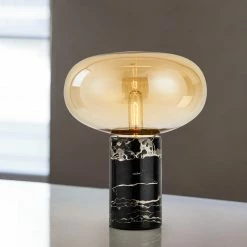 Staunton And Henry Lighting Joelle Oval Glass And Marble Base Table Lamp