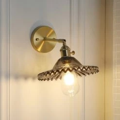 Staunton And Henry Vintage Glass And Brass Wall Light